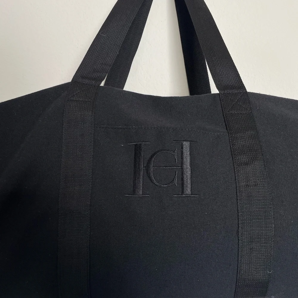 CH Carolina Herrera Black Canvas Duffel Bag weekender travel sholder gym